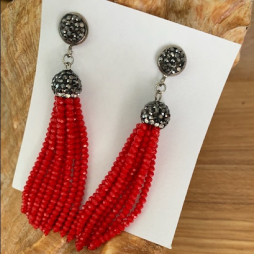Red beaded earrings